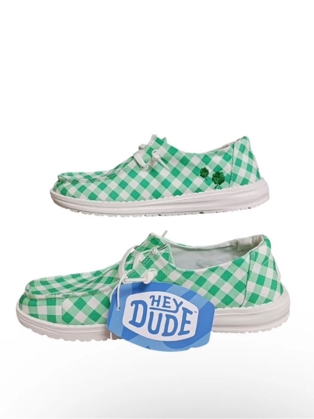 Hey Dude Wendy Shamrock Gingham Green / White 43946-3ZW Women's 8